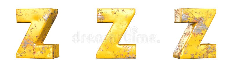 Lettera z dall'alfabeto di lettere di granata metalliche gialle. rendering 3d isolato illustrazione vettoriale