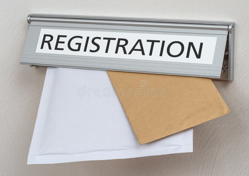 A letterbox with the label Registration royalty free stock images A letterbox with the label Registration royalty free stock images