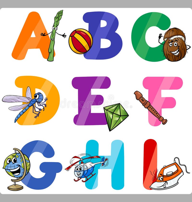 Lettere Di Alfabeto Del Fumetto Di Istruzione Per I Bambini Illustrazione  Vettoriale - Illustrazione di fumetto, formazione: 40995926