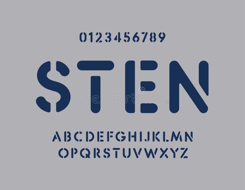 Insieme di lettere maiuscole con stencil in linea vettoriale