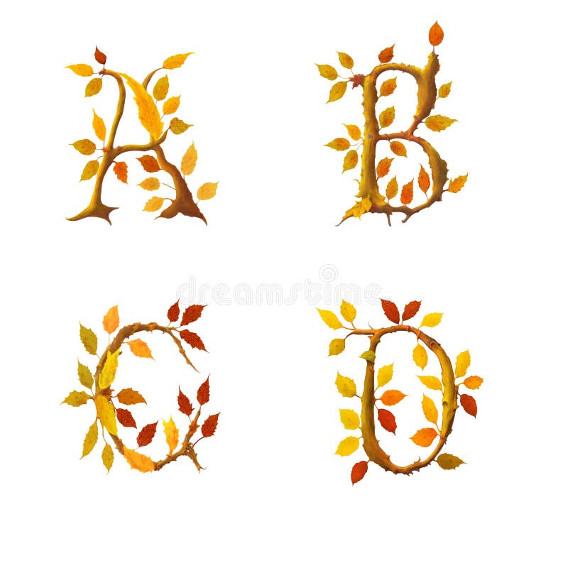 Lettere e lettere dell'alfabeto autunnali stilizzate