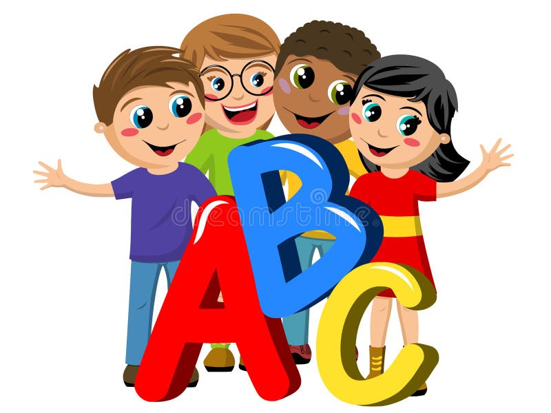 Lettere multiculturali di ABC dei bambini o dei bambini della scuola isolate royalty illustrazione gratis