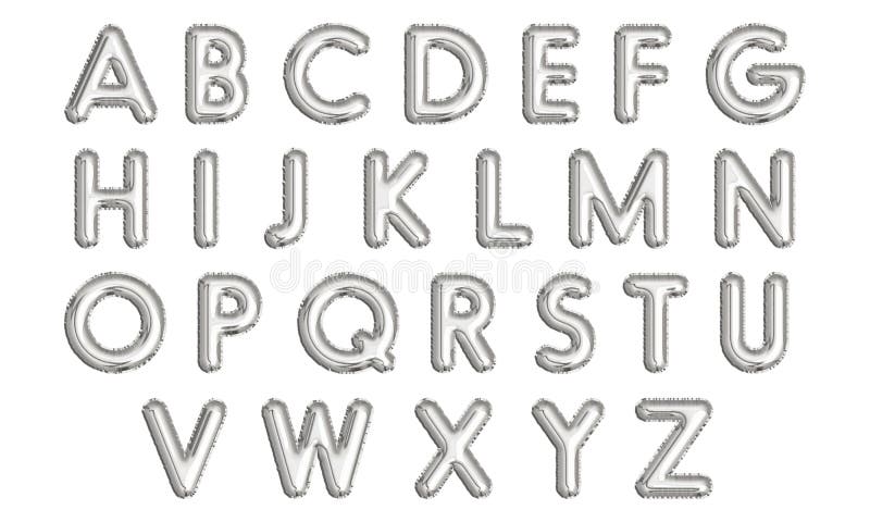 Lettere in palloncino gonfiabili in argento isolate illustrazione di stock