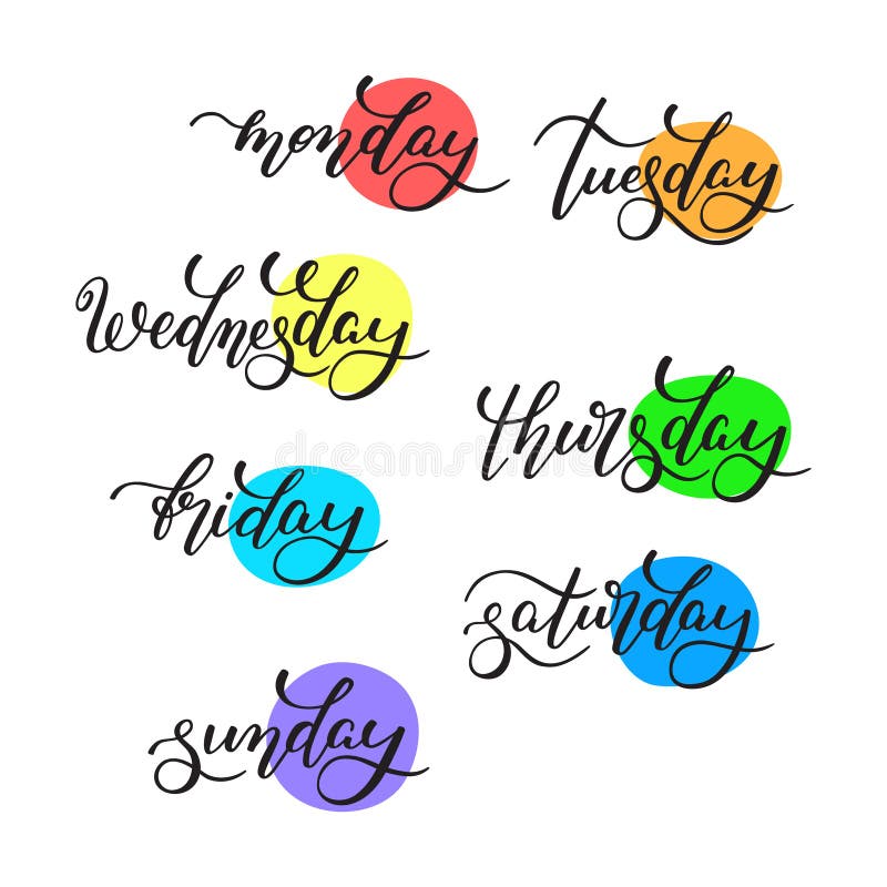 Lettering Days of the Week - Monday, Tuesday, Wednesday, Thursday ...