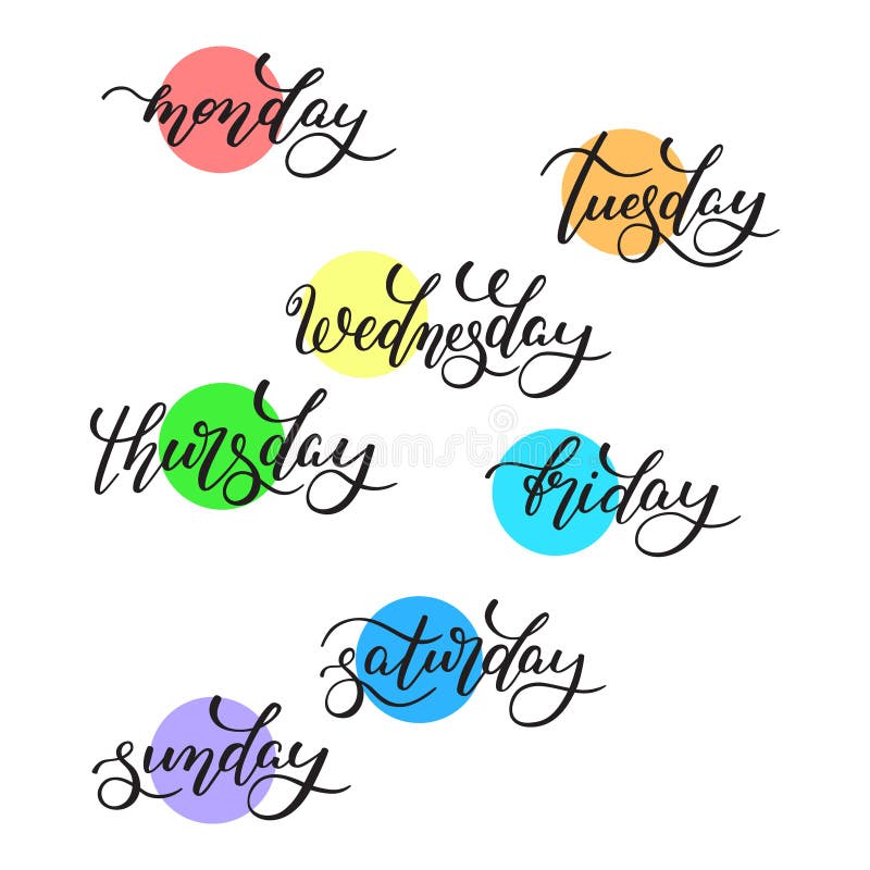 Lettering In Spanish Days Of The Week Monday Tuesday Wednesday Thursday  Friday Saturday Sunday Handwritten Words For Calendar Weekly Plan Organizer  Stock Illustration - Download Image Now - iStock