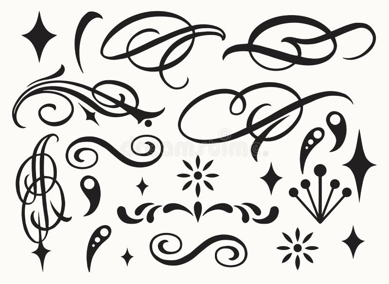Swashes And Swooshes Curly Swirl Elements Retro Typography Underline Design  Template Font Lettering Accent Vector Vintage Logo Set Stock Illustration -  Download Image Now - iStock