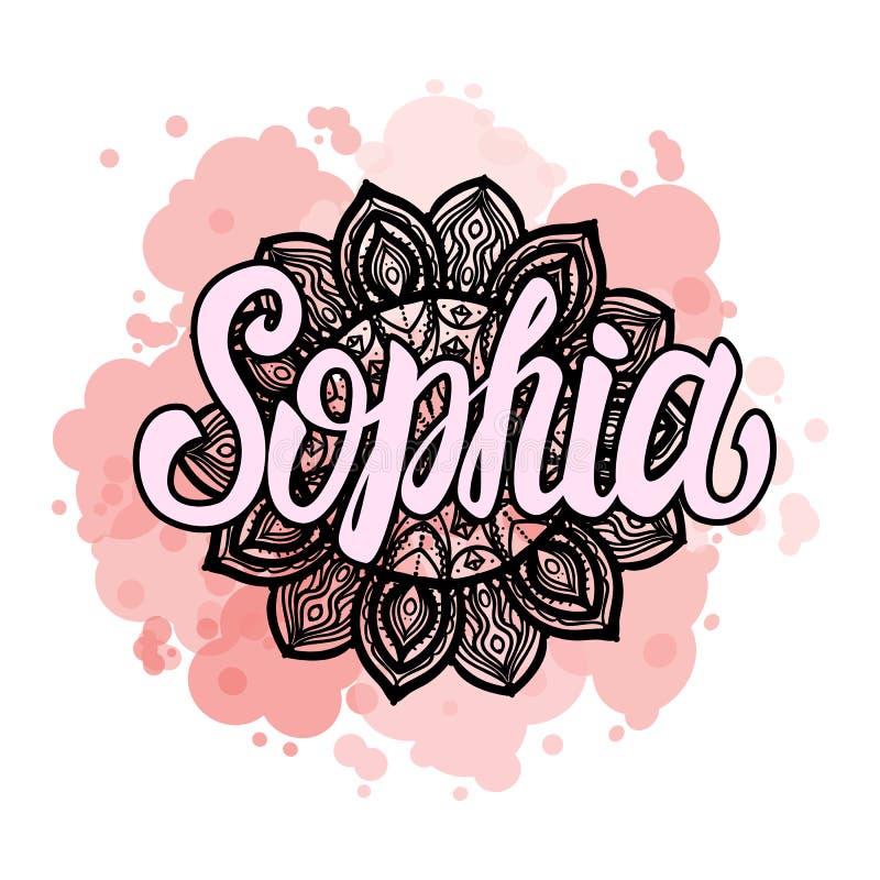 Lettering Female Name Sophia On Bohemian Hand Drawn Frame Mandala Pattern And Trend Color Stained Vector Illustration Stock Vector Illustration Of Girly Dark