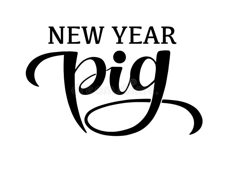 New year pig lettering isolations vector illustration New year pig lettering isolations vector illustration