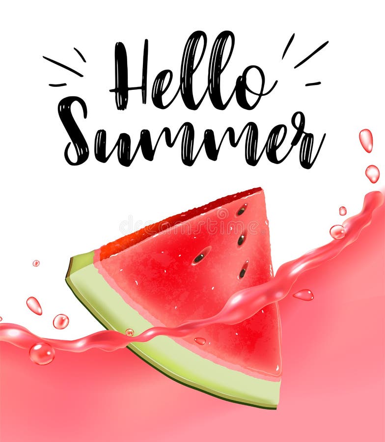 Download Lettering Hello Summer. Watermelon Vector Print Stock ...