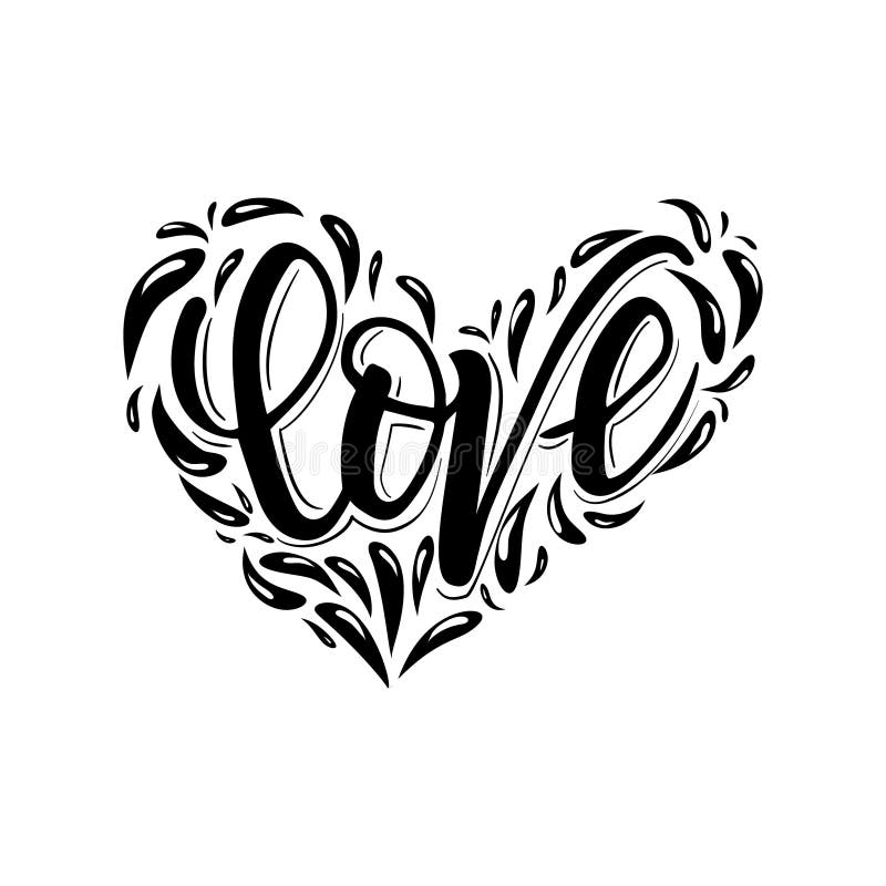 Love Lettering With A Heart Stock Vector - Illustration of symbol ...