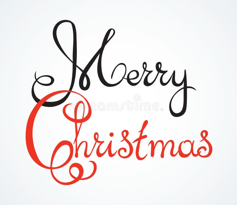Modern Merry Christmas Rubber Stamp 