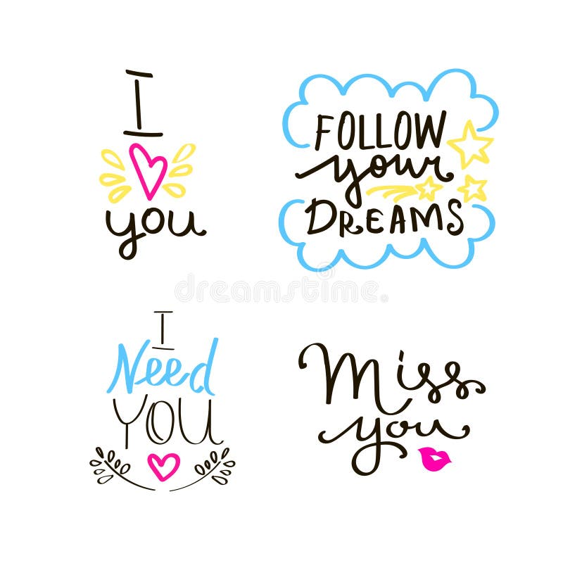Download Lettering Set Of Quotes About Love Sweet Cute Inspiration Typography Hand Written Elements Download Lettering Set Of Quotes About Love Sweet Cute Inspiration Typography Hand Written Elements