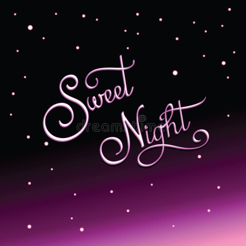 Lettering Sweet Night on Background of Starry Sky. Stock Vector ...