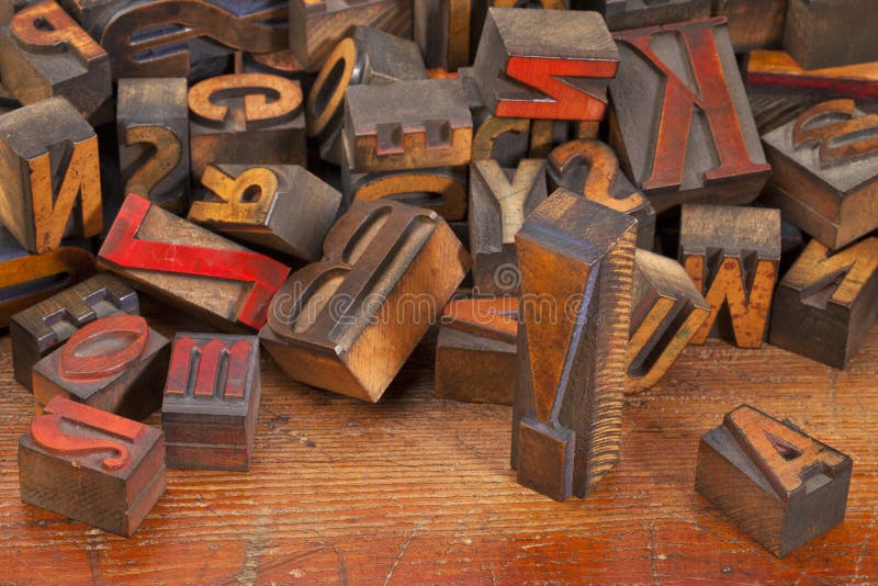 Letterpress printing blocks with exclamation point