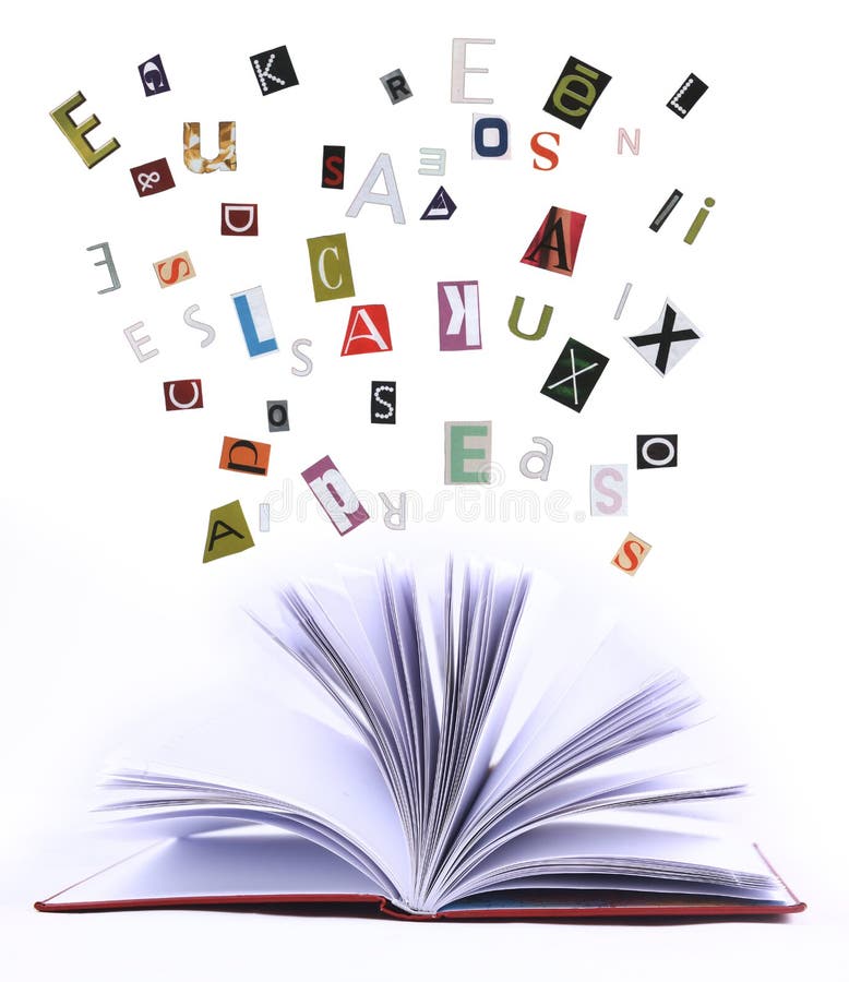 Open Book Letters Falling Pages Stock Illustrations – 10 Open Book ...