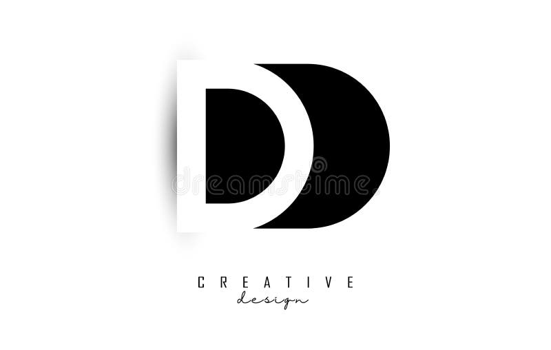 Letters DD Logo with Black and White Negative Space Design. Letters D
