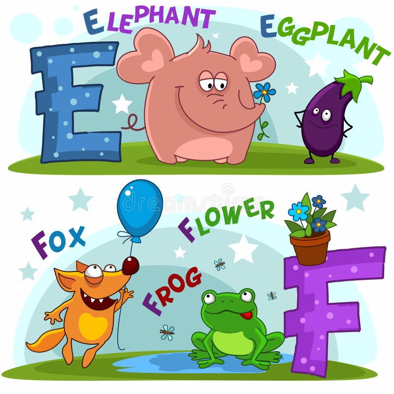The letters e and f