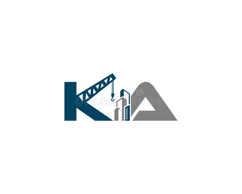 Letters KA with Crane and Building Real Estate Construction Logo. Stock