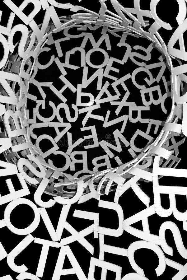 Letters Upon Letters In Black And White Stock Image  Image of