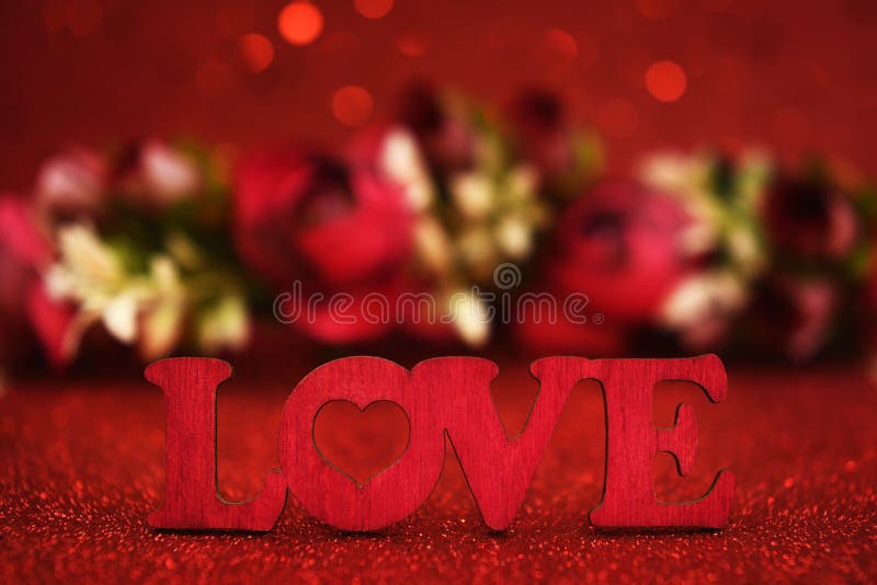 Red Rose Wooden Letter Word Lv Stock Photo 776229517