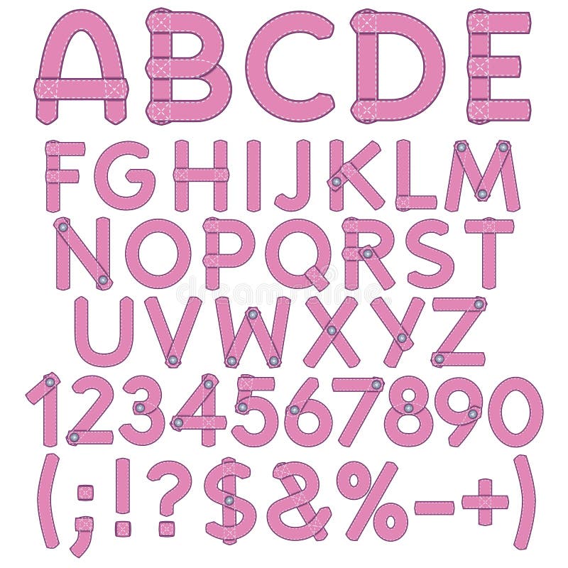Pink fabric alphabet. stock vector. Illustration of fabric - 28914434