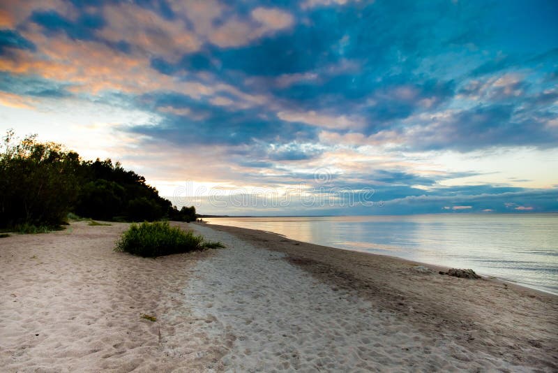 Latvian baltic coast, seascape on the sunset. Latvian baltic coast, seascape on the sunset