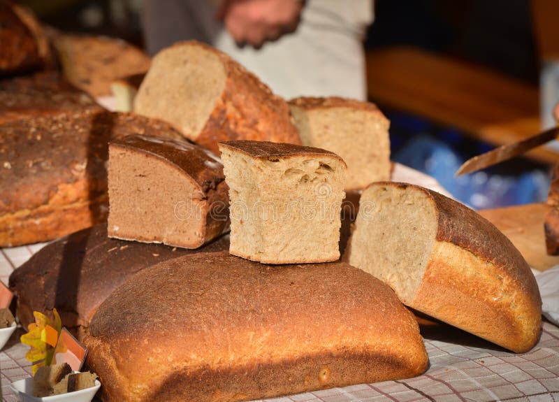 Latvian Bread in autumn harvest market. Latvian Bread in autumn harvest market