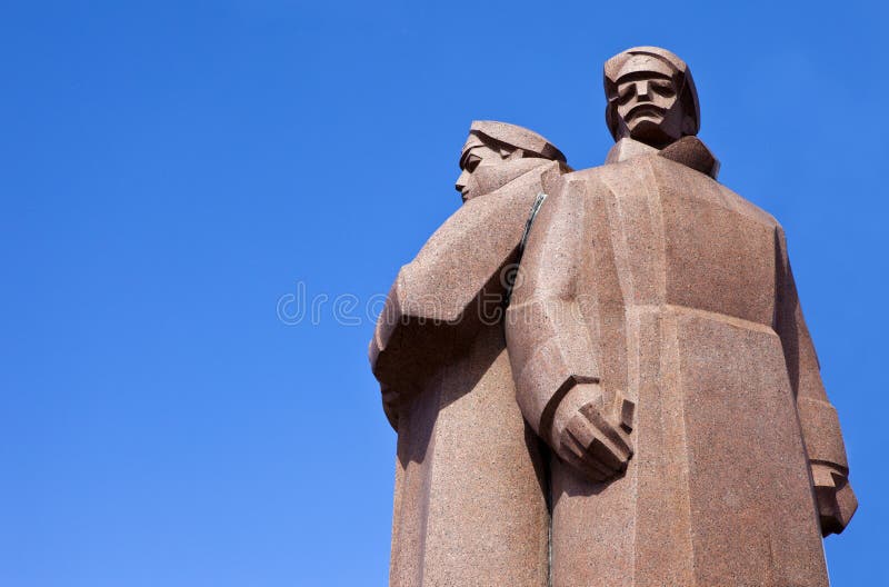 The impressive Latvian Riflemen monument in Riga, Latvia. The impressive Latvian Riflemen monument in Riga, Latvia.