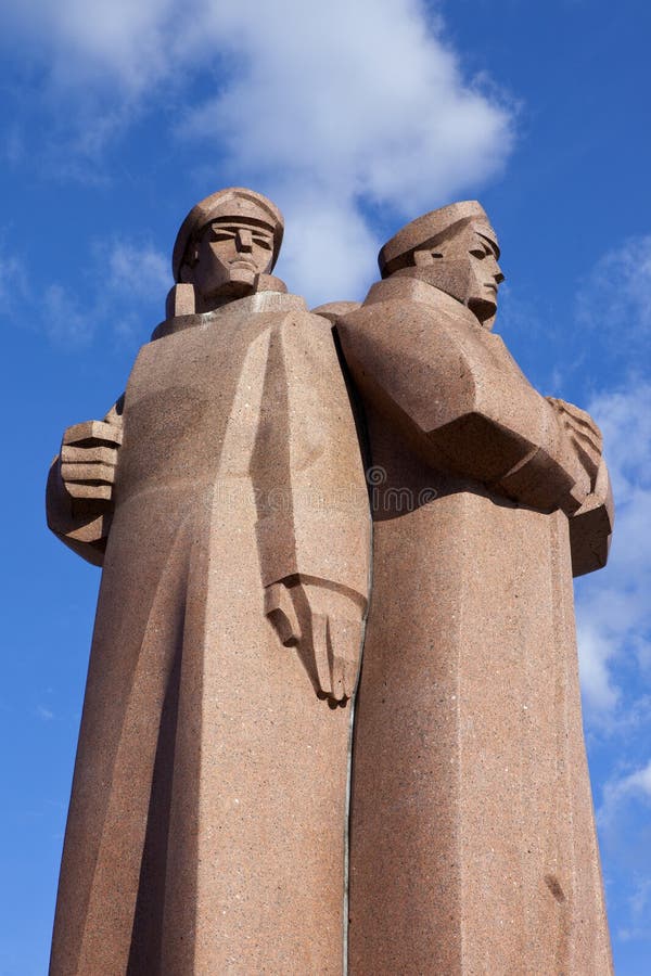 The impressive Latvian Riflemen monument in Riga, Latvia. The impressive Latvian Riflemen monument in Riga, Latvia.