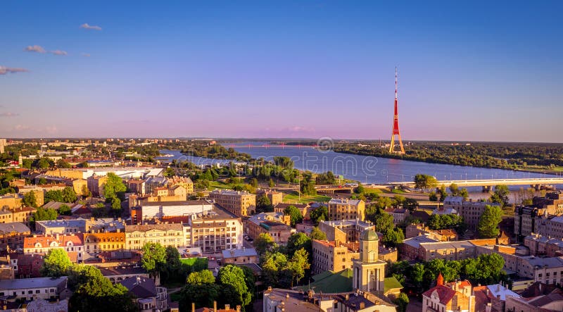 Europe Latvian City Panorama in Spring. Europe Latvian City Panorama in Spring