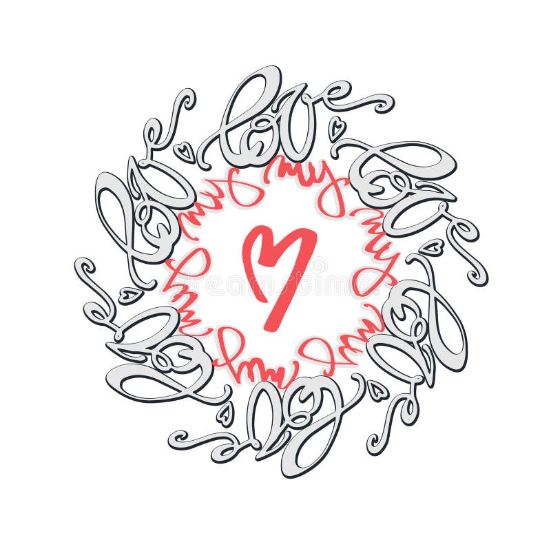 Lettrage calligraphique de style de mandala de concept d'amour illustration de vecteur Lettrage calligraphique de style de mandala de concept d'amour illustration de vecteur
