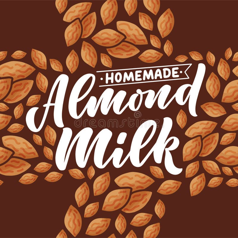 Lettrage de lait d'amande pour la conception de banni?re, de logo et d'emballage Nourriture saine de nutrition organique Expressi illustration stock Lettrage de lait d'amande pour la conception de banni?re, de logo et d'emballage Nourriture saine de nutrition organique Expressi illustration stock