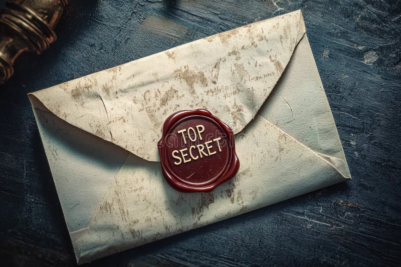Lettre avec un sceau rouge sur elle qui dit Top Secret image libre de droits