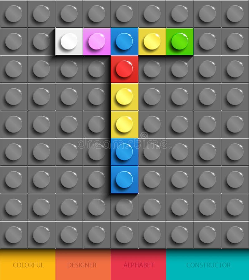 Lettre colorée T des briques de lego de bâtiment sur le fond gris de lego Lettre M de Lego illustration stock Lettre colorée T des briques de lego de bâtiment sur le fond gris de lego Lettre M de Lego illustration stock