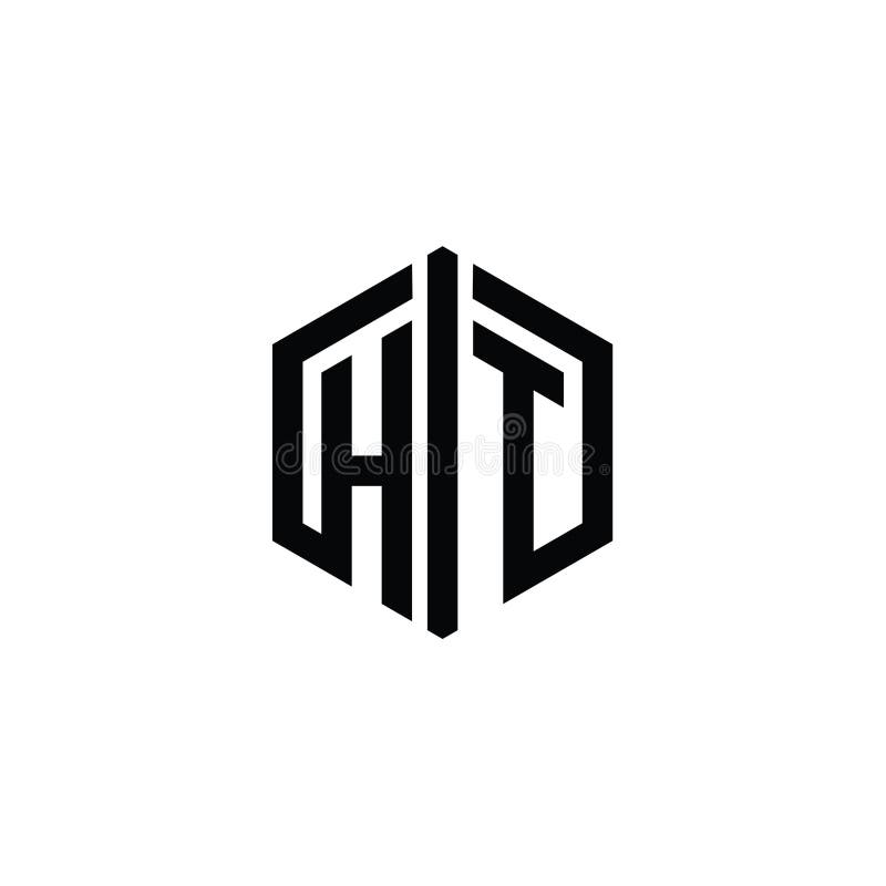 Lettre HT Logo monogramme forme hexagonale avec modèle de conception de plan de connexion illustration libre de droits