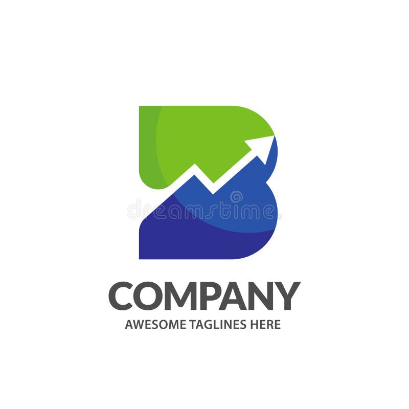 Logo créatif avec la lettre b initiale et une flèche vers le haut illustration libre de droits