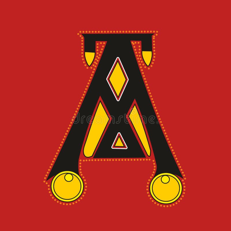 Lettre initiale ornementale A sous forme de nœud ornemental illustration libre de droits