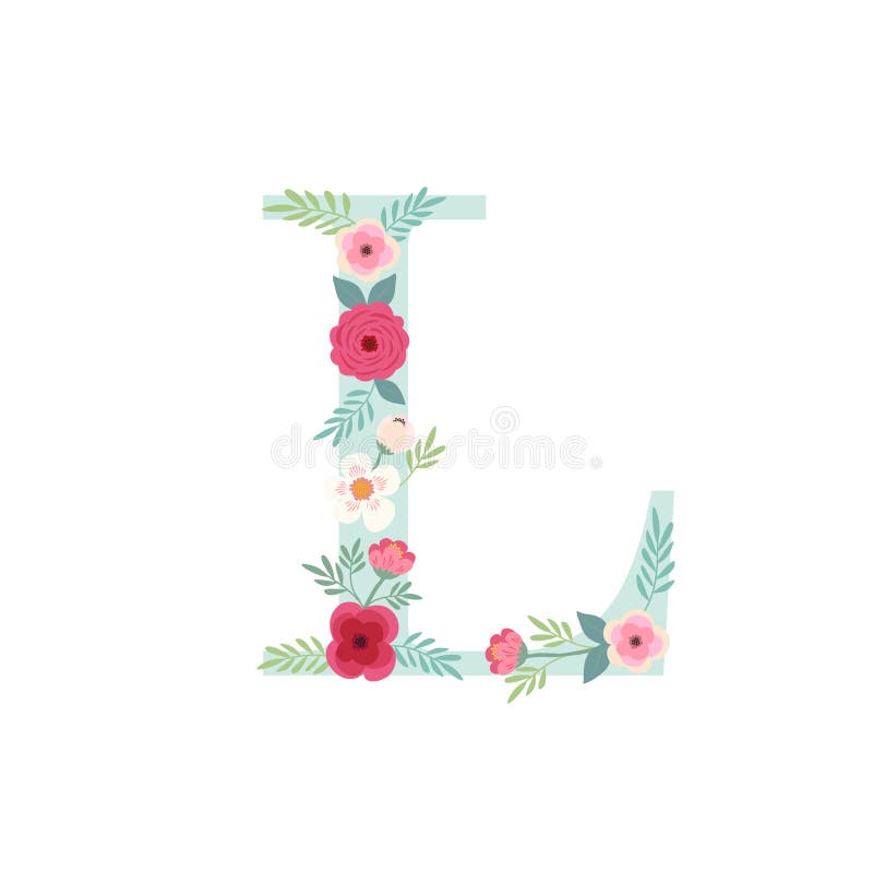 Lettre l d'alphabet avec des fleurs