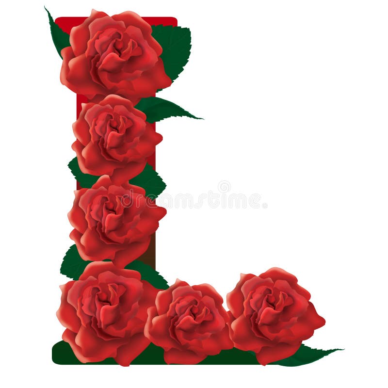 Lettre L illustration de roses rouges