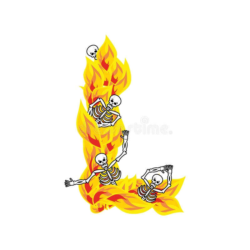 Lettre L police atroce de flammes et de pécheurs lettrage ardent impliquez illustration stock Lettre L police atroce de flammes et de pécheurs lettrage ardent impliquez illustration stock