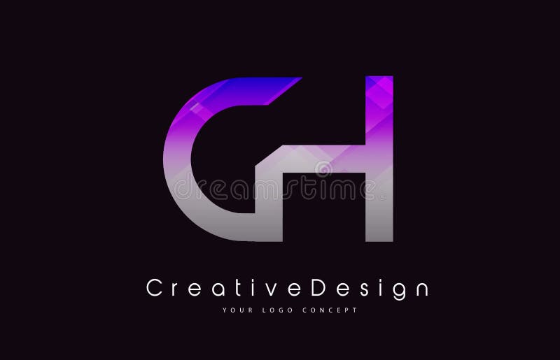 Lettre Logo Design de ch Icône créative Lette moderne de texture pourpre