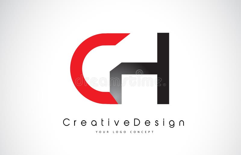 Lettre rouge et noire Logo Design de ch C H Logo moderne de vecteur de lettres d'icône créative