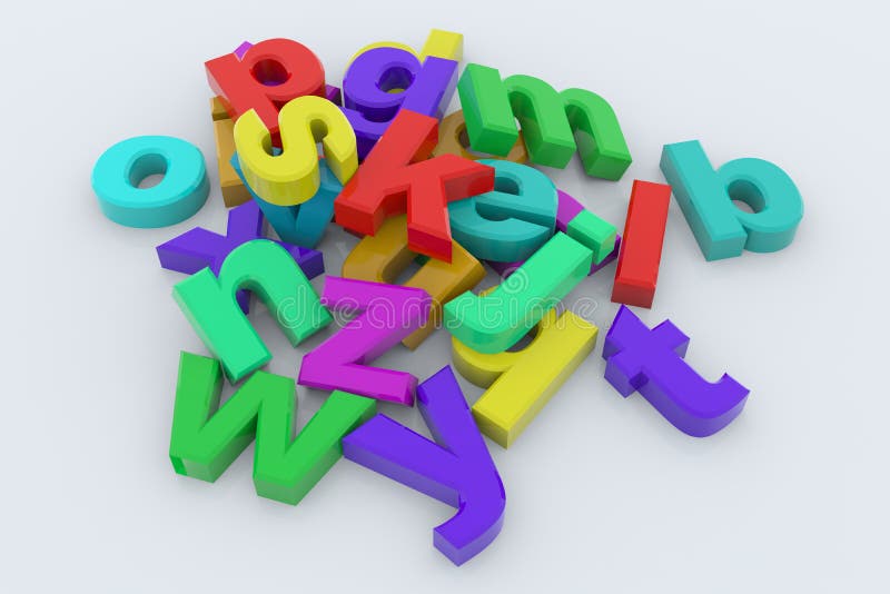 Colorful glossy 3D letters on white surface. Colorful glossy 3D letters on white surface