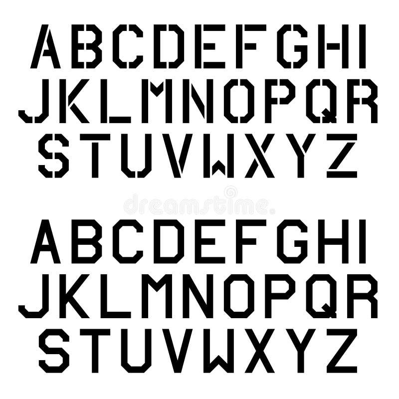 Lettres angulaires d'alphabet de police de pochoir illustration stock Lettres angulaires d'alphabet de police de pochoir illustration stock