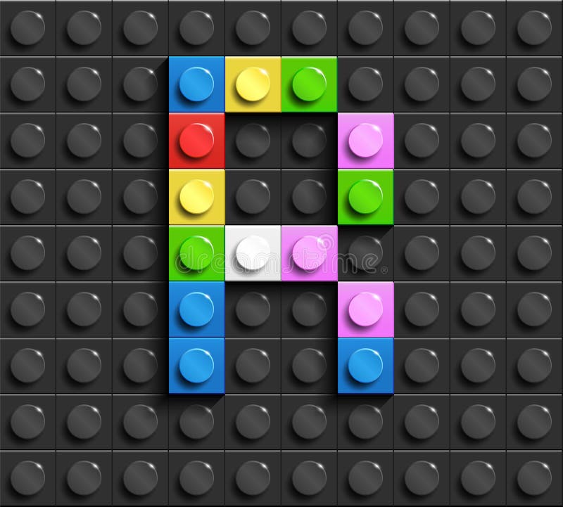 Lettres colorées R d'alphabet des briques de lego de bâtiment sur le fond noir de brique de lego Fond de Lego lettres 3D illustration stock Lettres colorées R d'alphabet des briques de lego de bâtiment sur le fond noir de brique de lego Fond de Lego lettres 3D illustration stock
