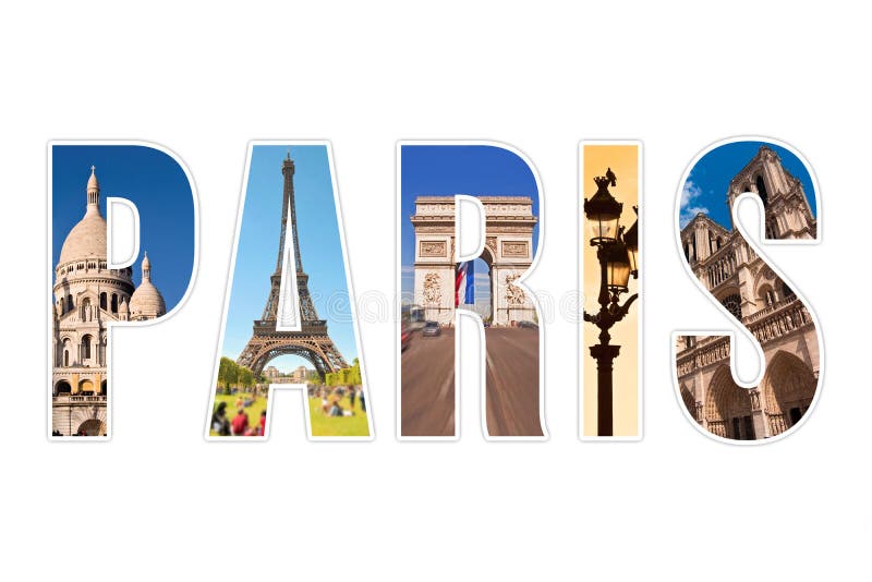 Lettres De Paris Avec Des Monuments D'isolement Sur Le Blanc Illustration Stock Illustration