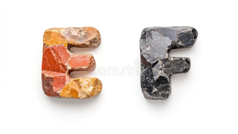 Lettres de pierre isolées e et f sur fond blanc illustration de vecteur