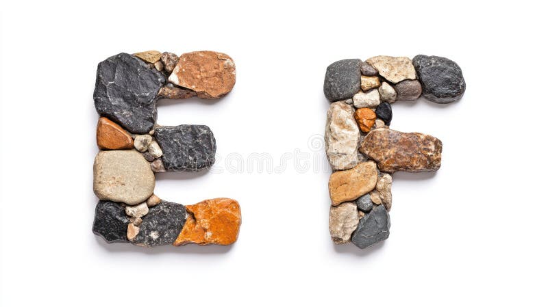 Lettres de pierre isolées e et f sur fond blanc illustration de vecteur