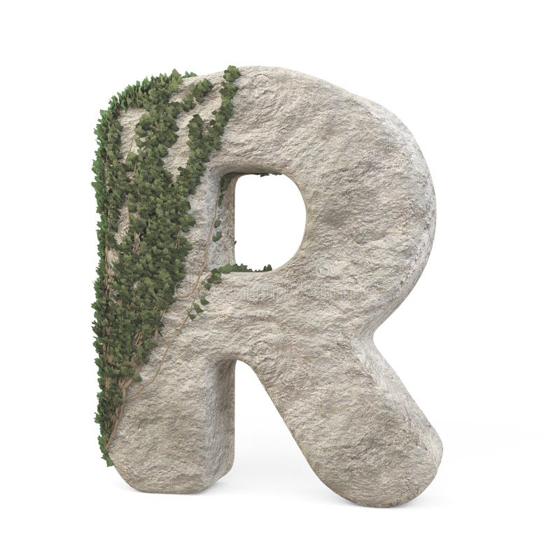 Lettres de pierre réalistes avec ivy isolé sur fond blanc illustration de vecteur