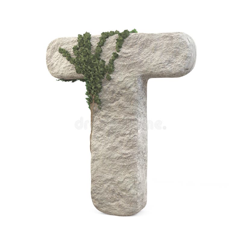 Lettres de pierre réalistes avec ivy isolé sur fond blanc illustration libre de droits